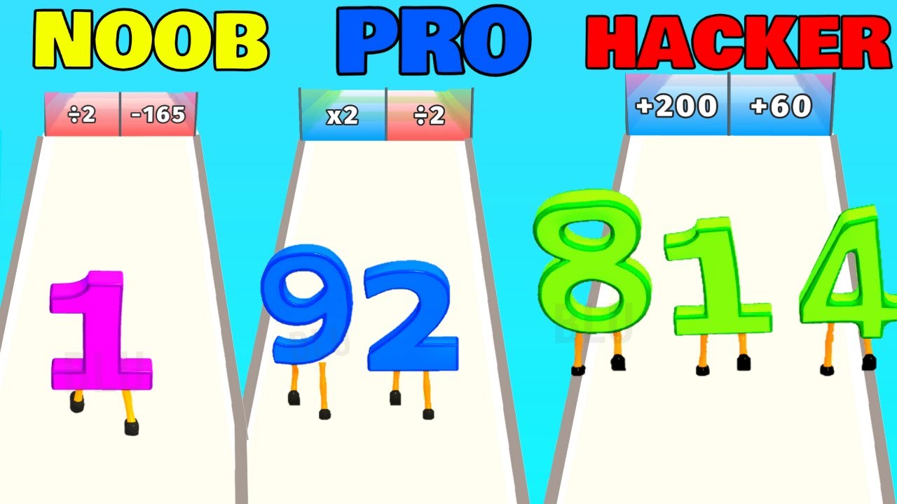 NOOB vs PRO vs HACKER in Digit Run 3D