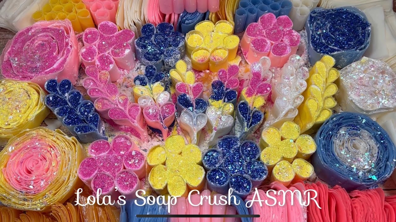 ASMR soap crushing 💗💛💙 Giant starch 5K celebration video!! Zote, tons of chips, lots is starch!!