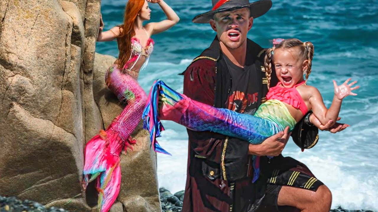 MERMAID POSiE And Pirate Dad On Funny Story Time Play Pretend Adventure