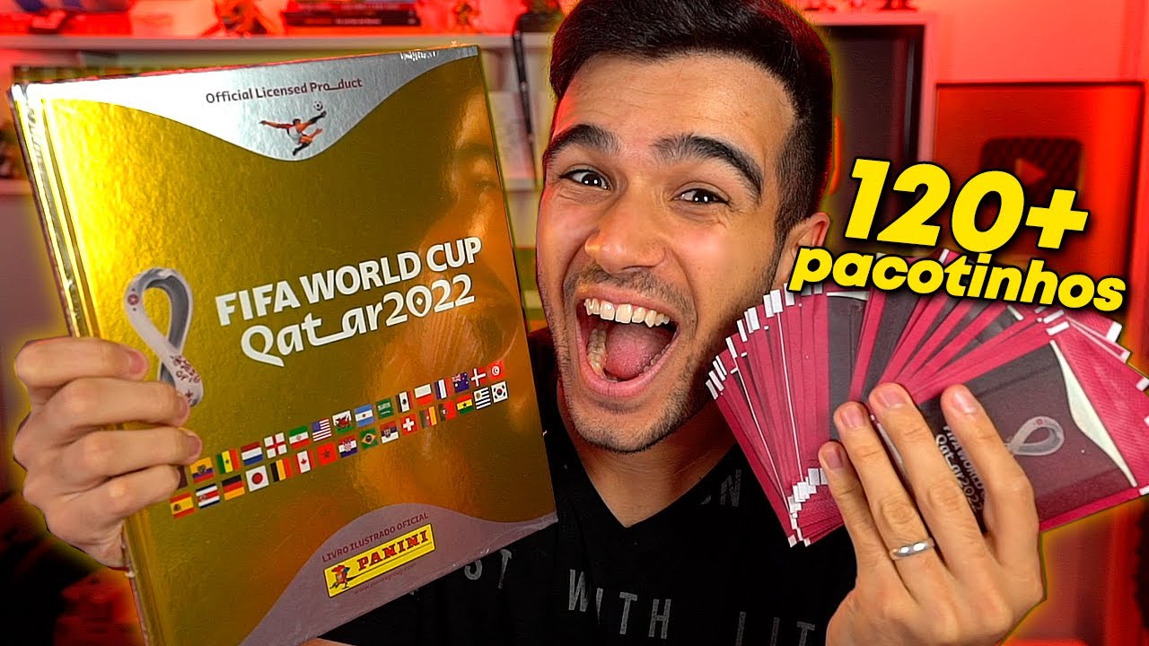 RECEBI O ÁLBUM DOURADO DA COPA E GANHEI 120 PACOTINHOS DE FIGURINHA!!