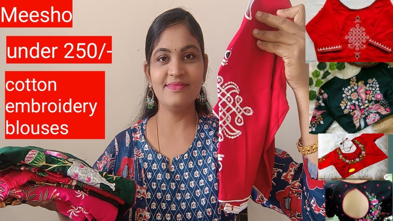 Meesho under 250/- readymade cotton embroidery latest trending blouses sale is live up to 70%off 👌👌