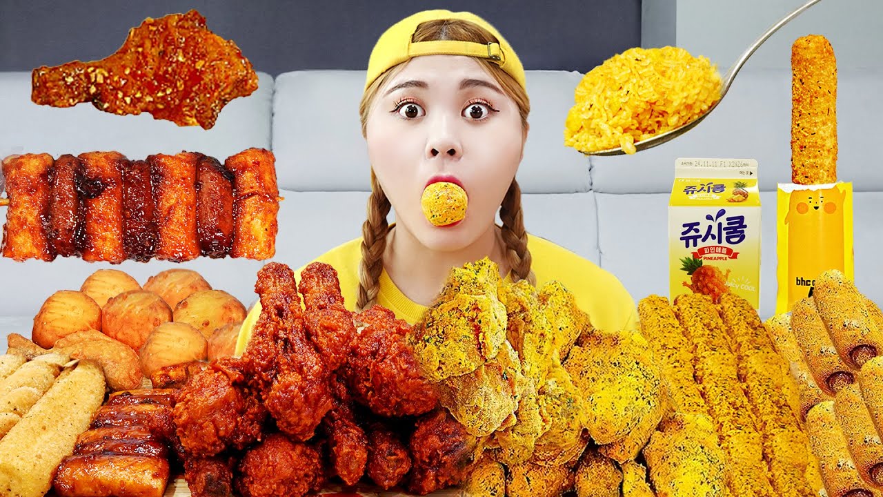 Spicy Fried Chicken Mukbang 하이유의 뿌링클 양념치킨 치킨 먹방 모음! Korean Chicken Spicy Fire Noodles | HIU 하이유