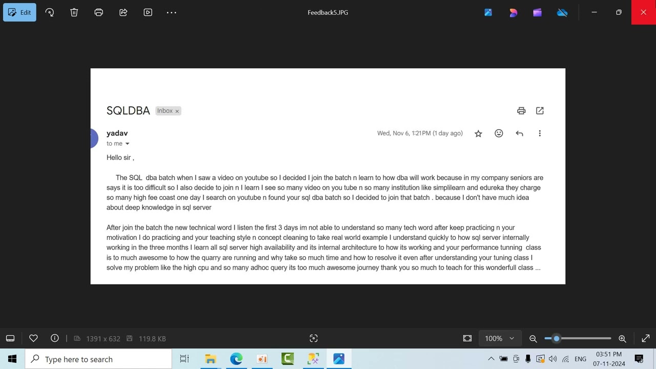 MS SQL DBA Training Batch Completion & Student Feedback | Join the Next Batch!