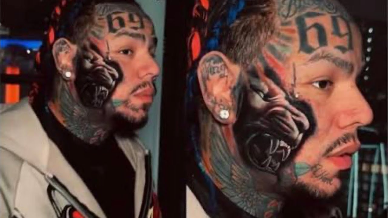 Tekashi 6ix9ine Shows Off New Face Tattoo Lion - What About The Kids - Influence 