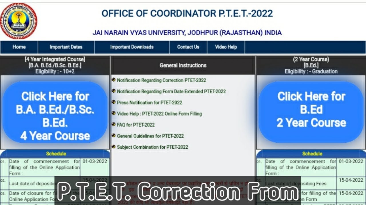 P.T.E.T CORRECTION  FROM/Ptet 2022 Form Me Correction Kese Kare