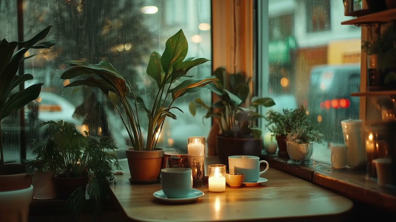 Cozy Café Rain Atmosphere – Soft Lofi for Work – 8 Hours