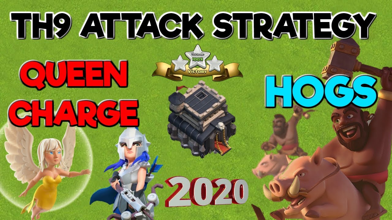 TH9 3 Star War Attack Strategy - Queen Charge Hogs - Clash of Clans 2020