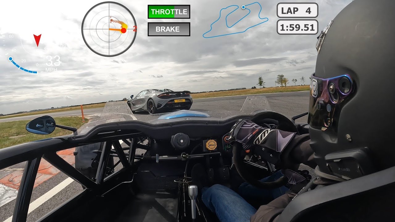Ariel Atom 4 catching McLaren 750S Supercar - Bedford - 7 Aug 25- Racebox Dashware GoPro