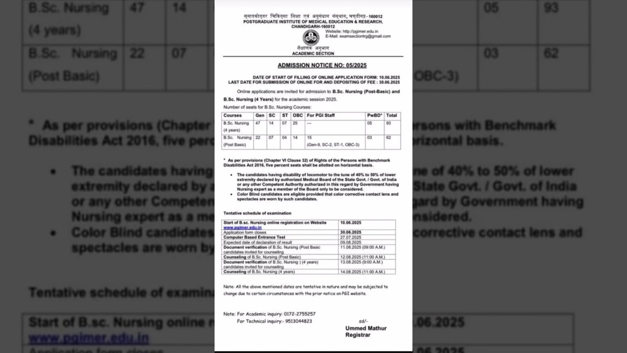 🔥 PGIMER B.Sc. Nursing Admission 2025 | Full Details | Seats, Dates, Eligibility & Process Explaine
