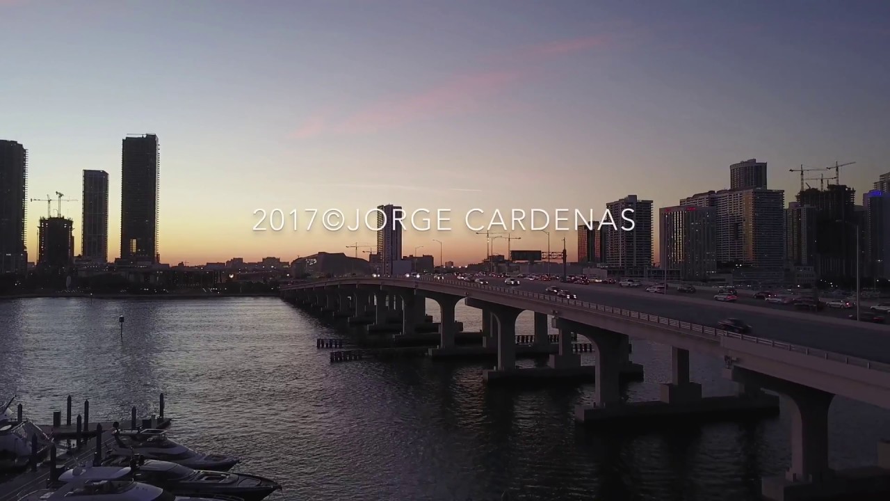 MacArthur Causeway at Sunset, Miami, Florida
