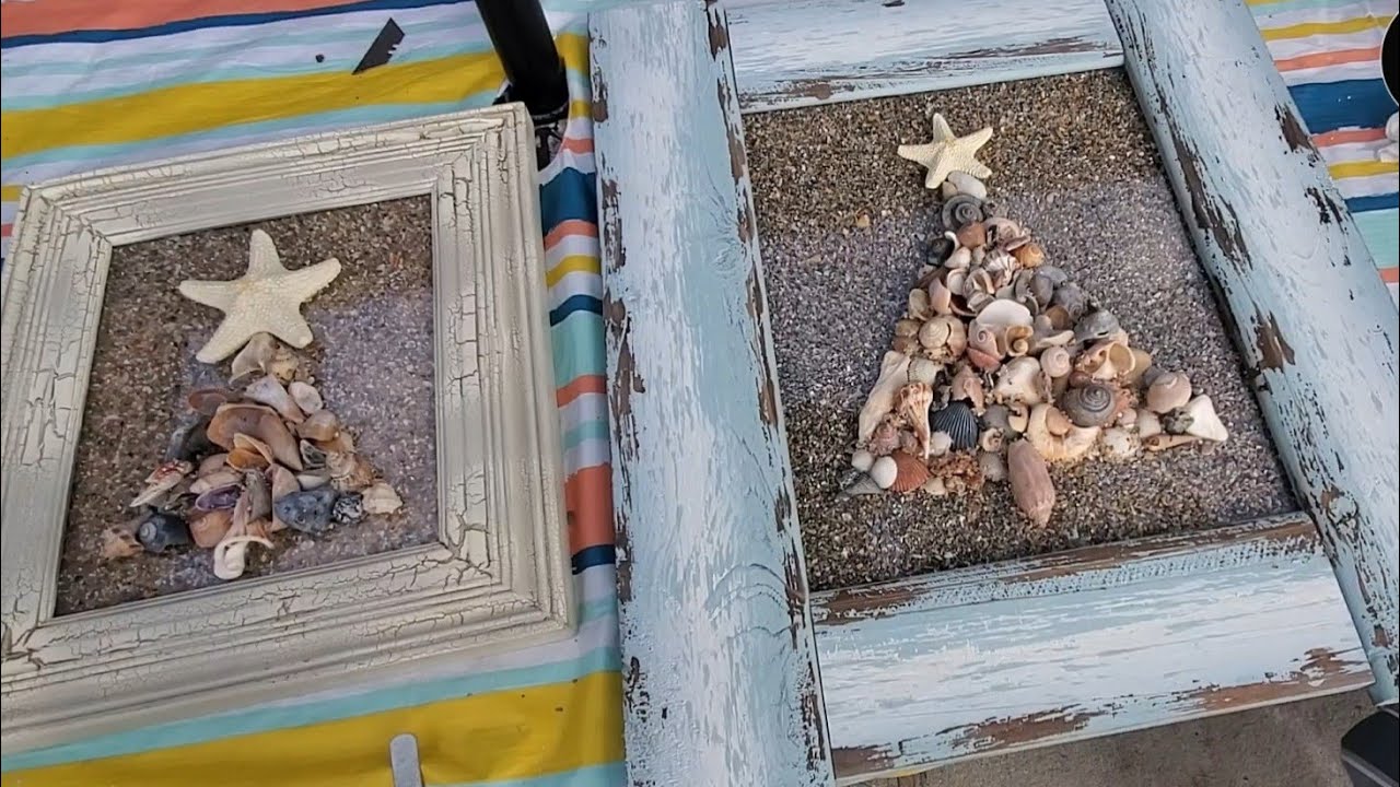 Unique Craft Using A Picture Frame & Seashells Christmas Tree Decoration Idea Beach Art Beautiful