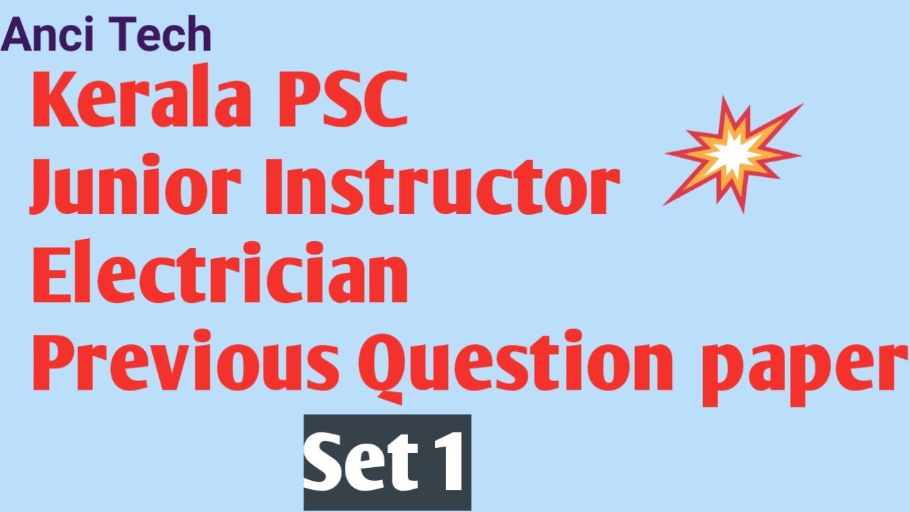 Junior Instructor, Electrician Set 1  Previous Question paper
