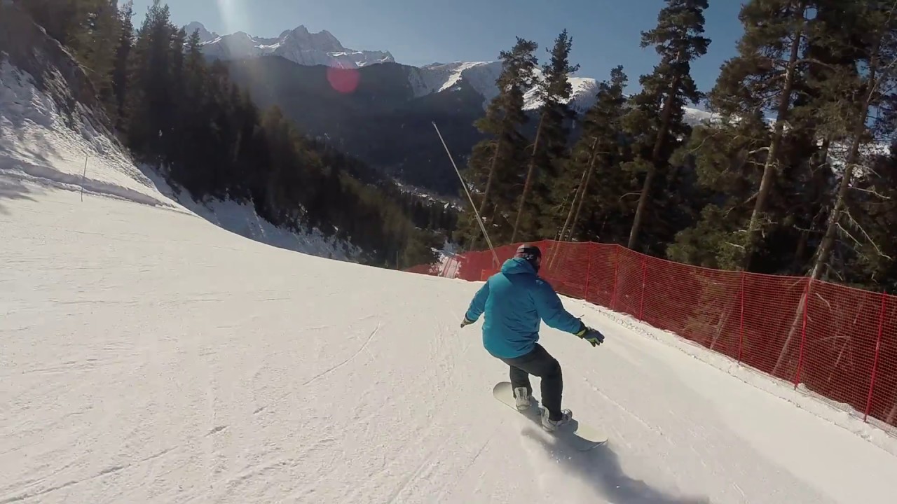 Красная трасса Архыз на Сноуборде 98,4км/ч МАХ