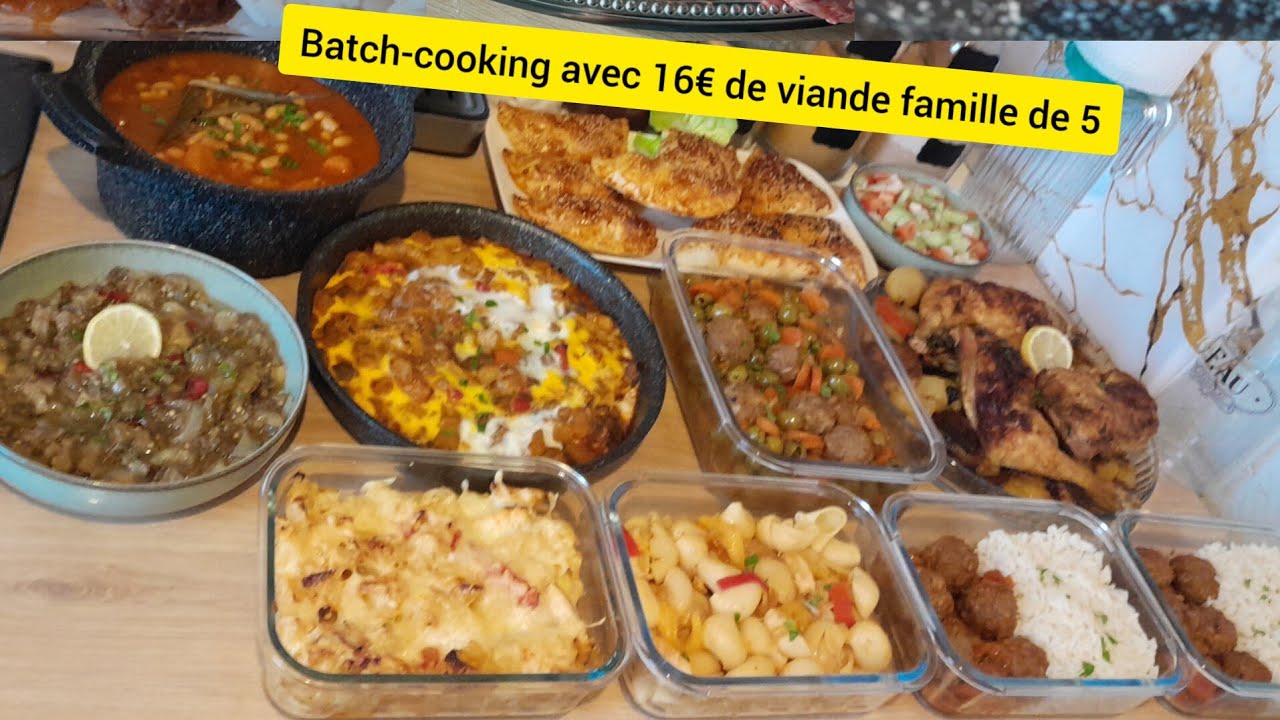 Batch-cooking🥧Manger une semaine avec 16€ de viande famille de 5/défi petit budget à la semaine