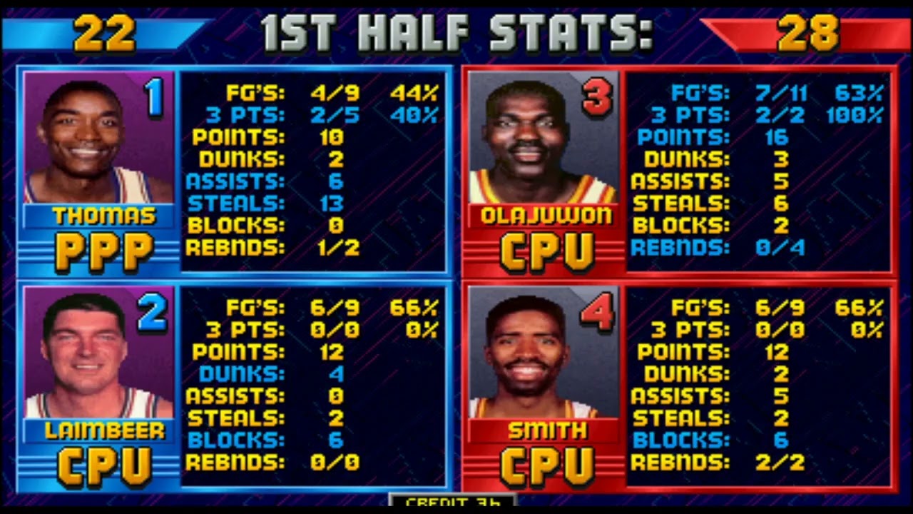 NBA Jam: Detroit Pistons Vs Houston Rockets (MAME) Pistons Season Game 24