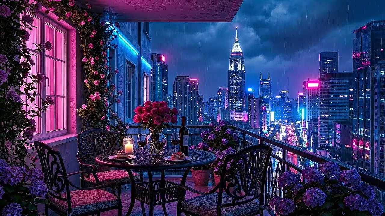 🌸 Spring Rain Cyberpunk Lofi with Soft Neon Glow