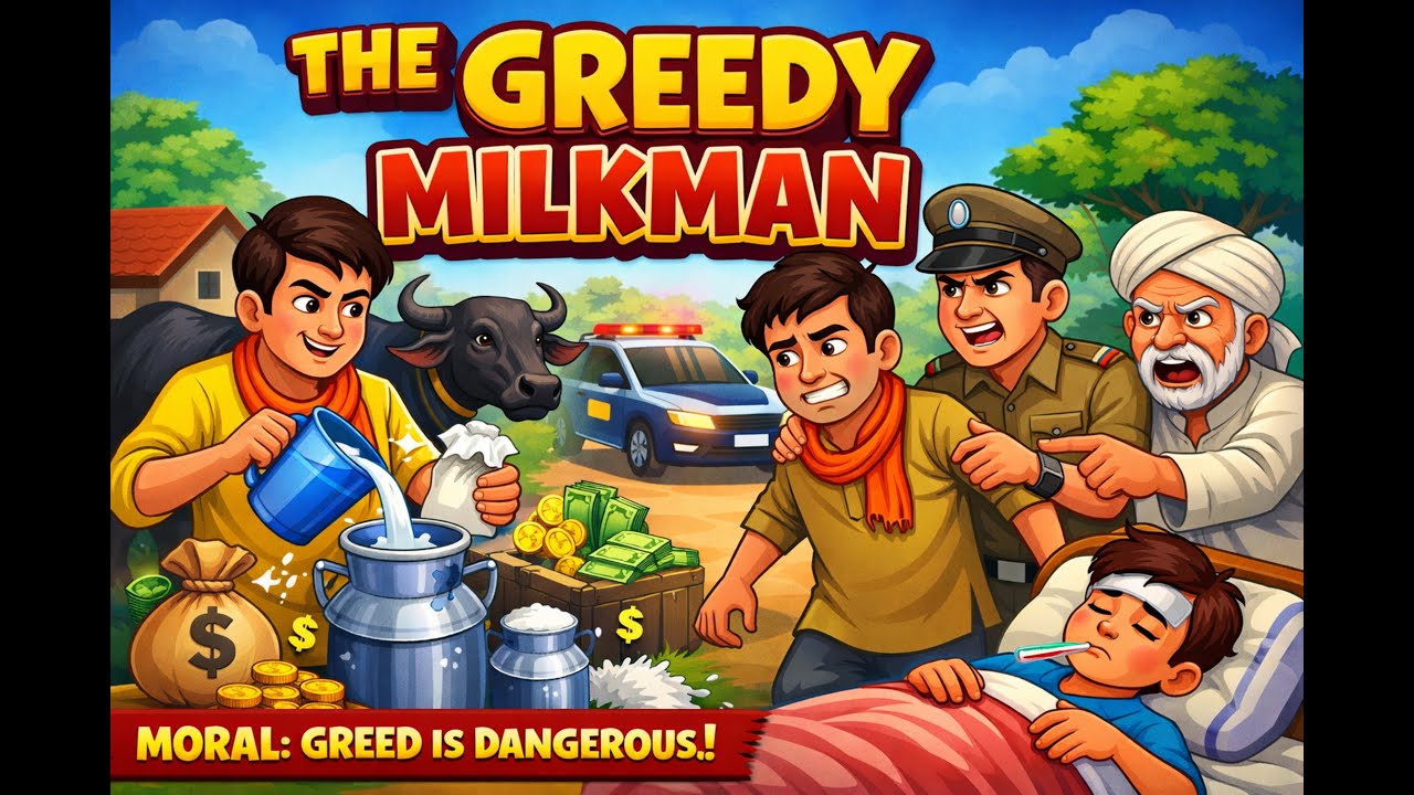 The Greedy Milk Seller | Moral Story for Kids in English 🐄🥛