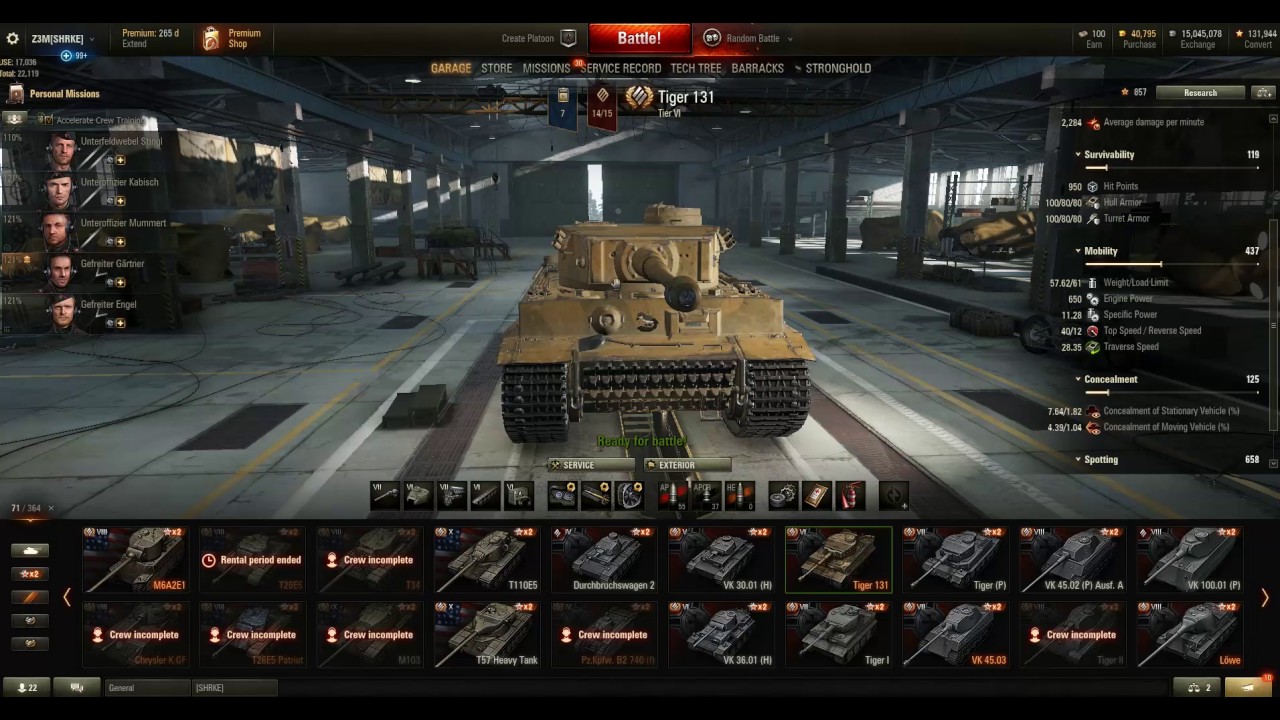 World Of Tanks.  Tiger 131 Review.  Meh.
