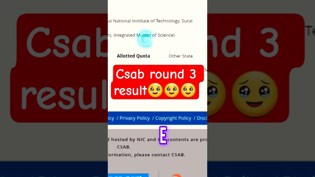 🥹csab round 3 result🗿| csab result |#nit #csab #jee #counselling #iit #jeemains #csab2026 #jeeresult