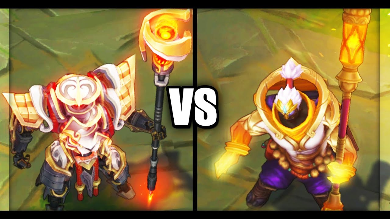 Mecha Kingdoms Jax vs God Staff Jax Legendary vs Epic Skins Comparison (League of Legends)