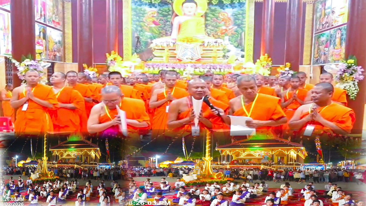 យប់ចុងក្រោយនៃពិធីបុណ្យខាន់សីមា នៅវត្តបទុមប្រជុំនទី អូរឈូក ឃុំតាបង៉ាយ ខេត្តវិញឡុង។