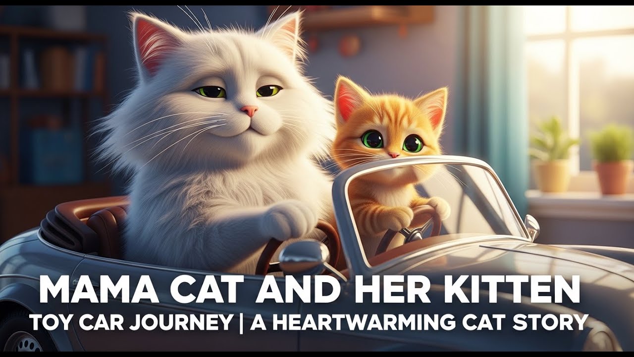 Mama Cat and Her Kitten Toy Car Journey | A Heartwarming Cat Story