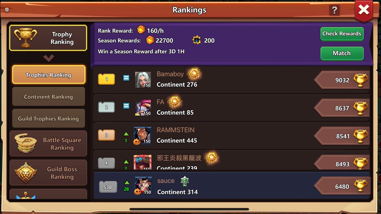 Rank 1 Account/ Lords League/ Clash of Lords 2