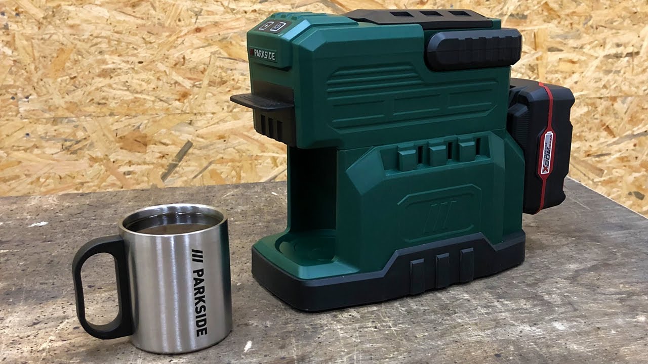 Lidl PARKSIDE ® PKMA 20-Li A1 / 20 V Cordless coffee machine / Unboxing and Test Akku Kaffeemaschine