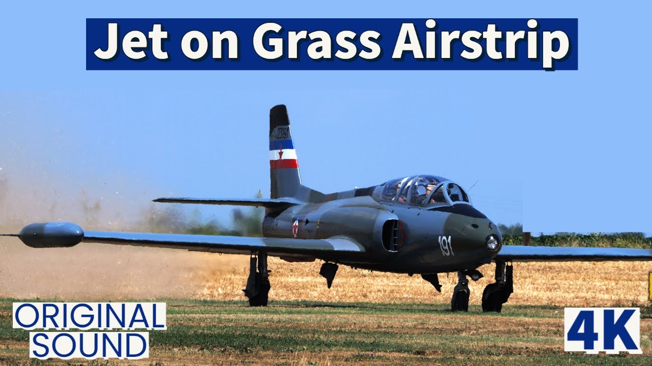 Jet Take Off from Grass Strip Soko G-2 Galeb ex Yugoslav Air Force