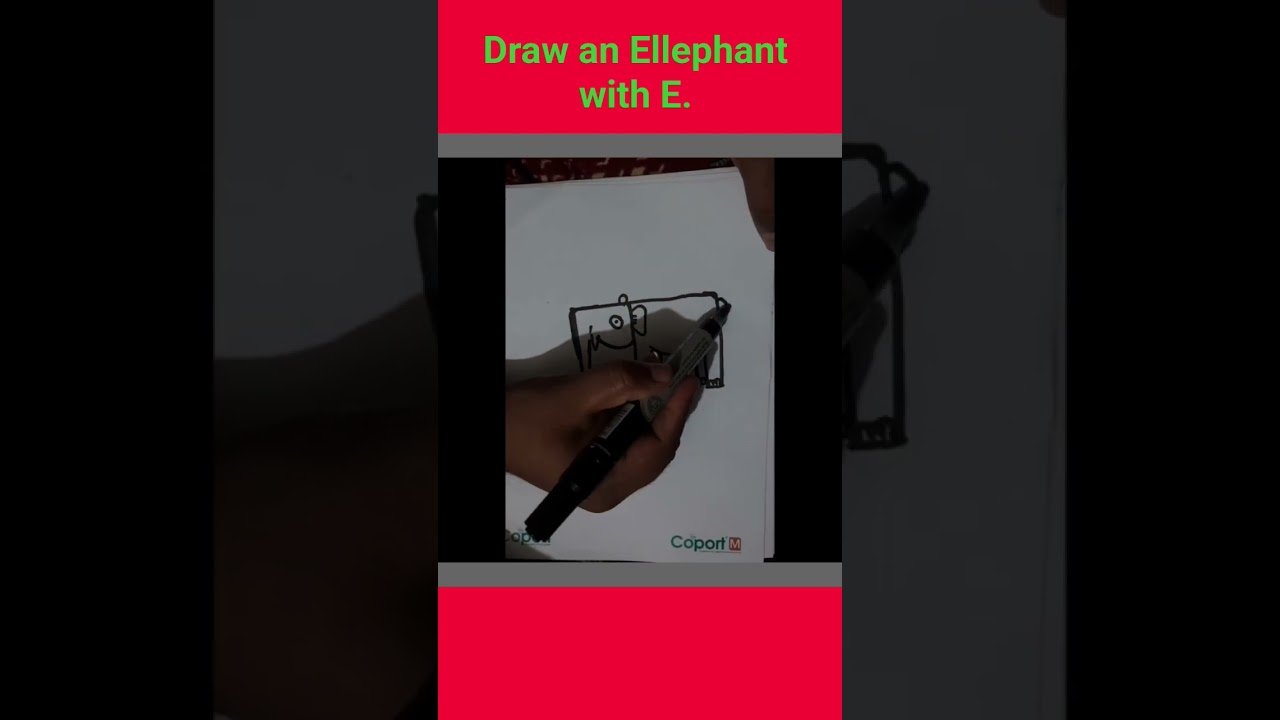 Draw an ellephant with E.৷৷   E দিয়ে Ellephant আঁকি।