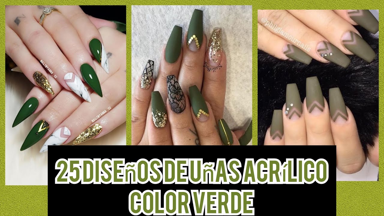 25 DISEÑOS DE UÑAS ACRÍLICO COLOR VERDE 2021/TENDENCIA 2021 UÑAS/FASHION Nails