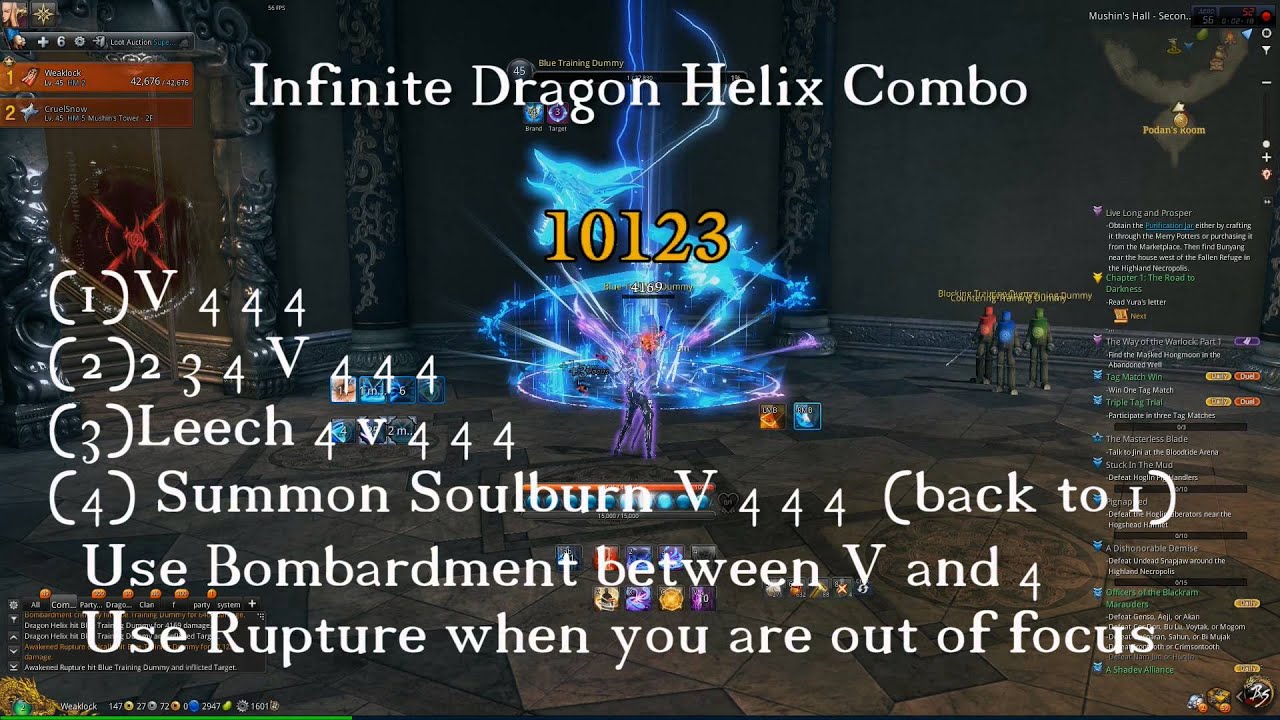 【Blade&Soul】Warlock Combo & Infinite Dragon Helix combo [max damage]