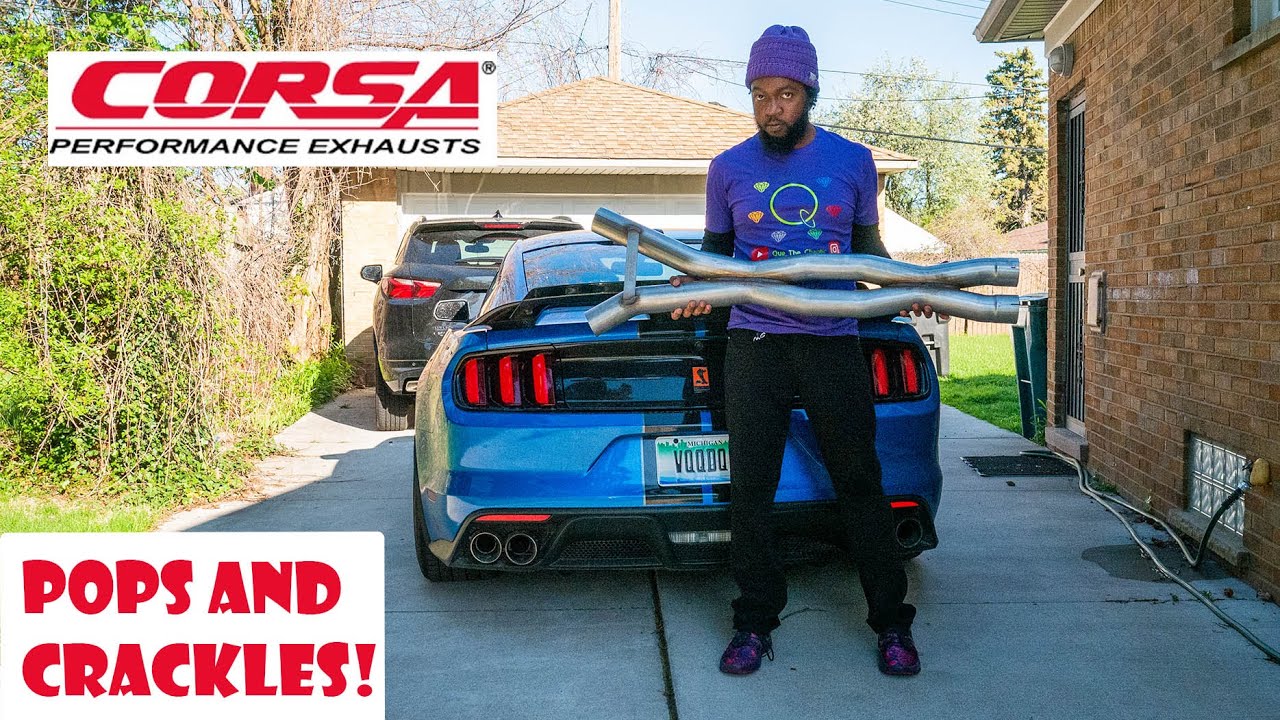 Mustang GT350 Gets Corsa Double X Pipe Resonator Delete (BEFORE and AFTER)