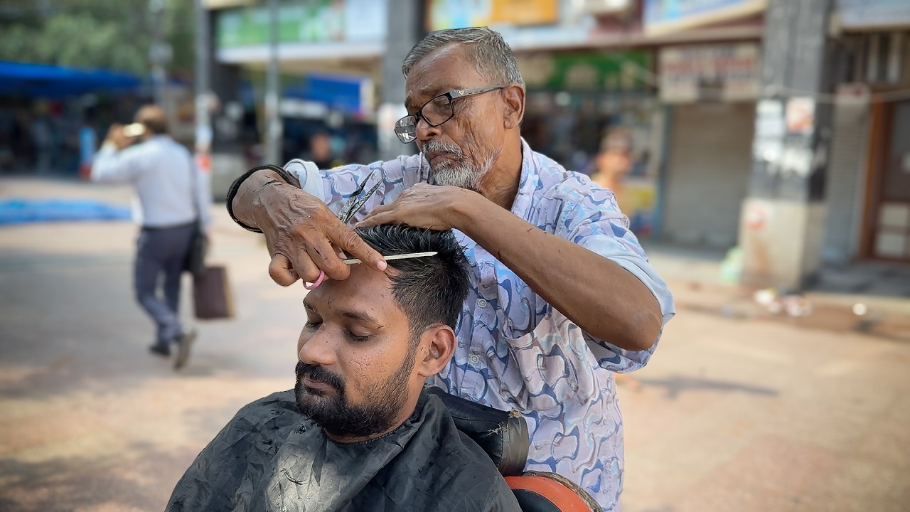 My First Hair Cut & Beard Transformation by Waris Barber | Satisfying Indian Street ASMR 