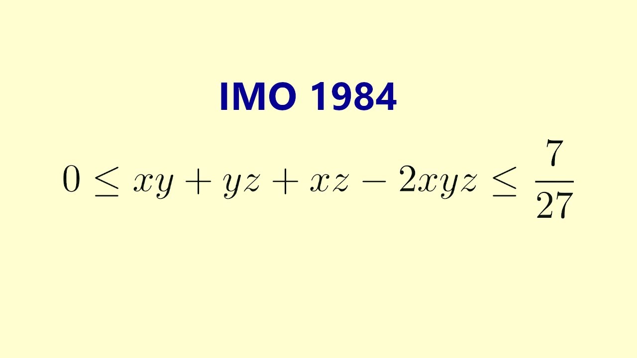 (1984 International Math Olympiad) Inequality Problem | Algebra