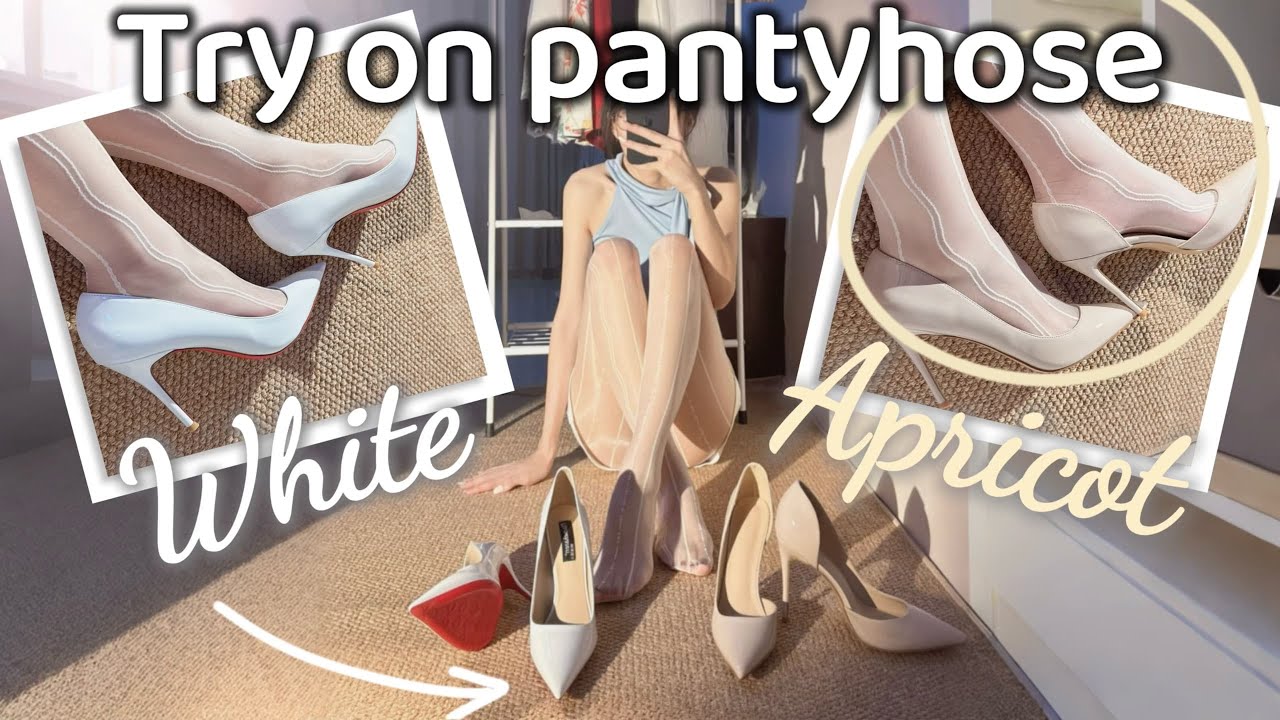 4K Stripes & Silky Legs 💋 Trying On Sexy Patterned Pantyhose