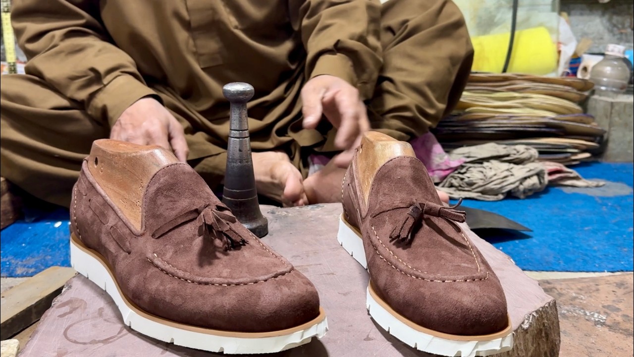How to Make Italian Loafers from Suede Leather | Handmade Shoe Crafting