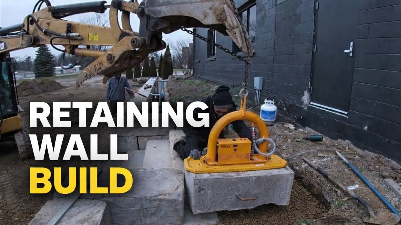 Retaining Wall Construction: Full Timelapse - Start to Finish