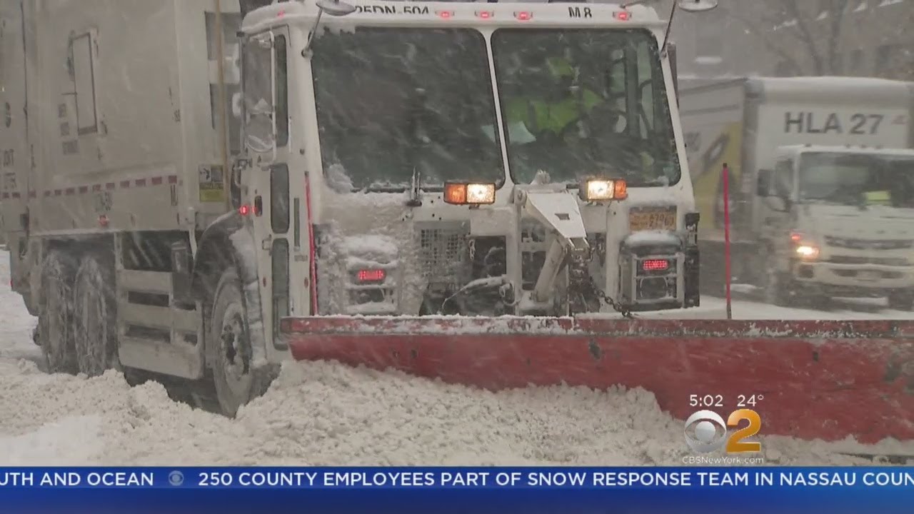 Snowstorm Causes Plowing Difficulties For Sanitation Crews
