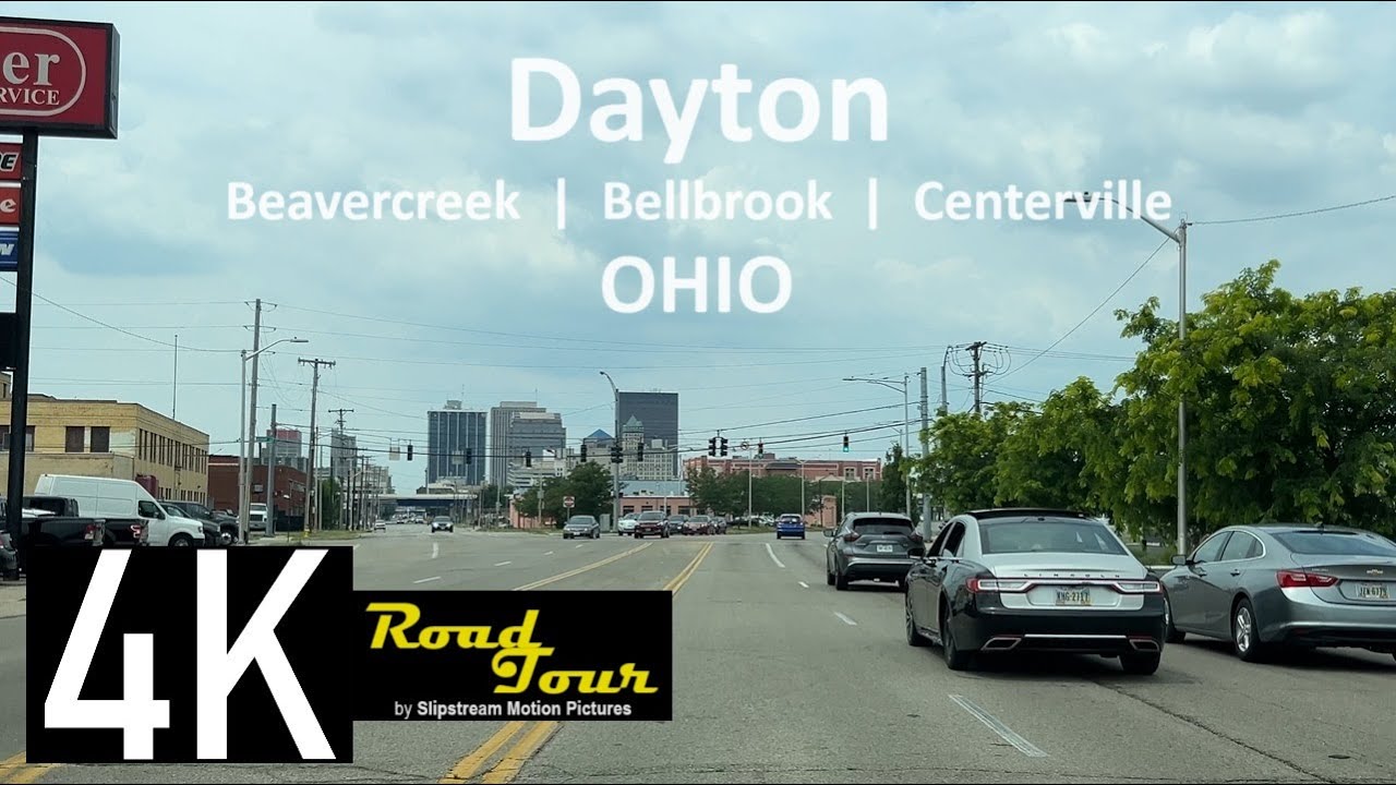 Ohio Road Tour of Dayton, Beavercreek, Bellbrook, & Centerville in 4K - Driving in Downtown Dayton