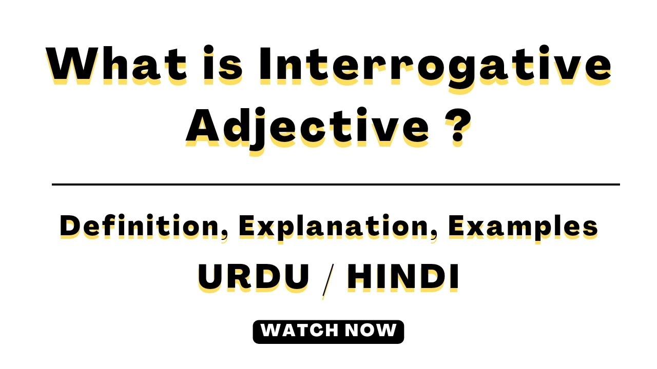 What is Interrogative Adjective? | English Grammar | Part-7 | Definition Concept Examples Urdu Hindi