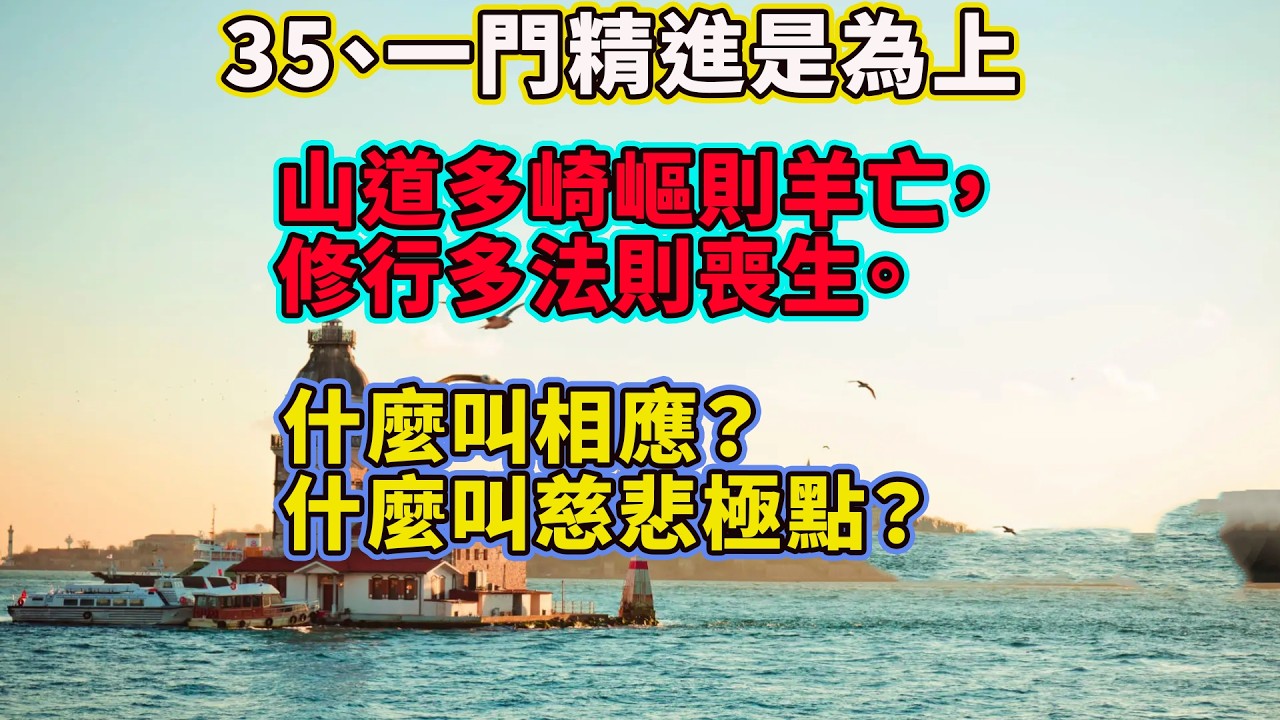 白話佛法第七冊35、一門精進是為上【山道多崎嶇則羊亡，修行多法則喪生。什麼叫相應？ 什麼叫慈悲極點？ 】