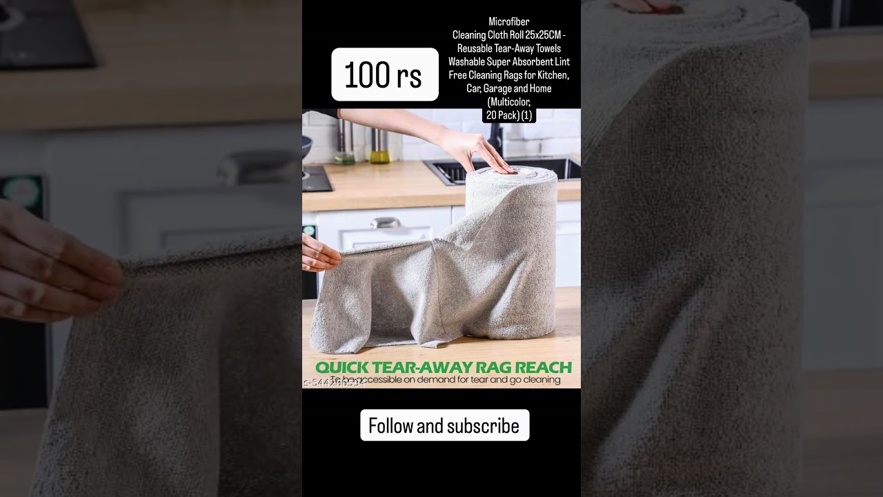 MicrofiberCleaning Cloth Roll 25x25CM - Reusable Tear-Away TowelsWashable Super Absorbent Lint Free