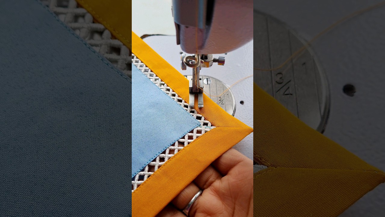 Sewing Tips And Tricks For Amazing Fabric Corner And Joint Laces Between To Fabrics 2024 #shorts