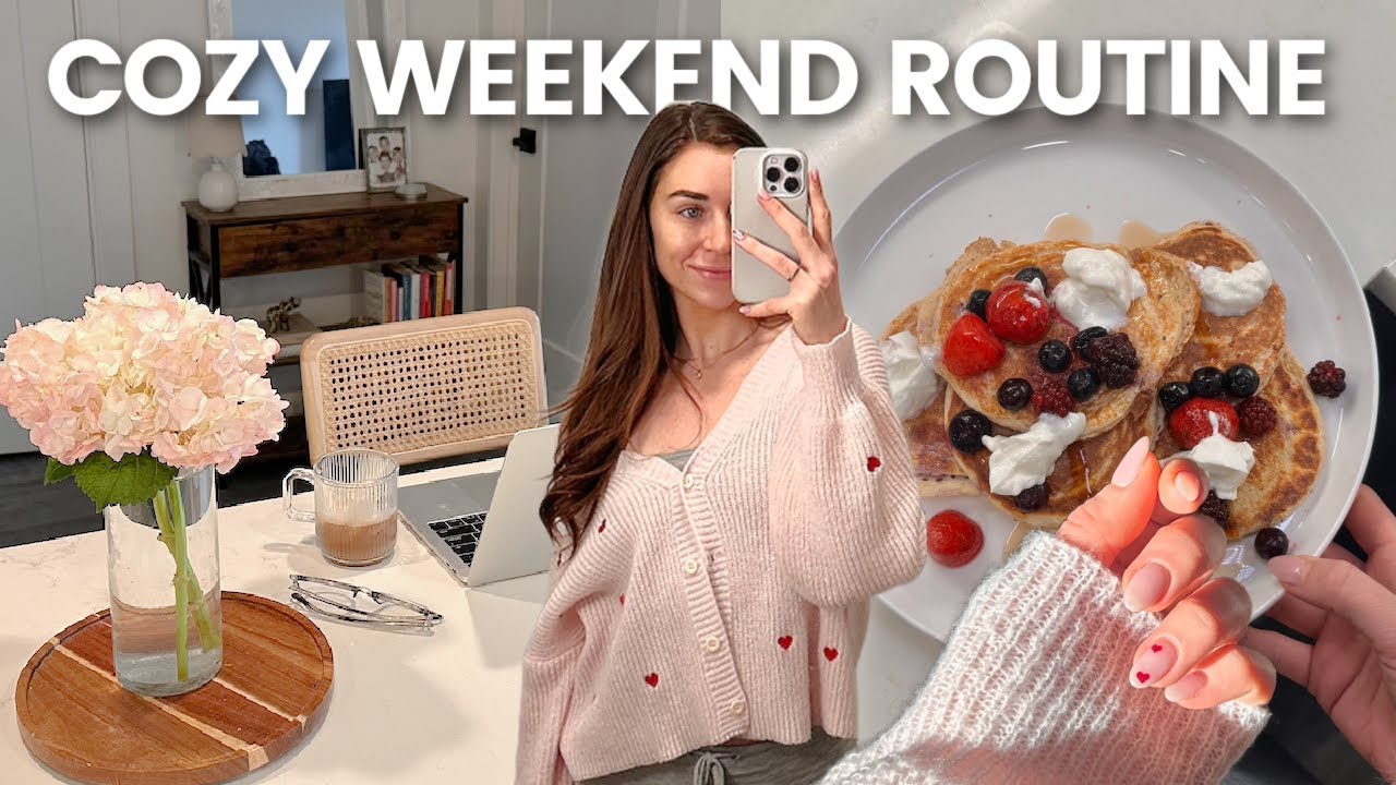 A single girl's cozy weekend at home 🏠  apartment RESET, protein pancakes, self-care routine