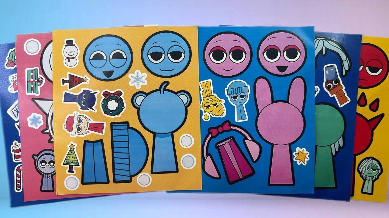 [STICKER ASMR] Incredibox ❄️ Sprunki on Winter Holidays | Relaxing Craft Video
