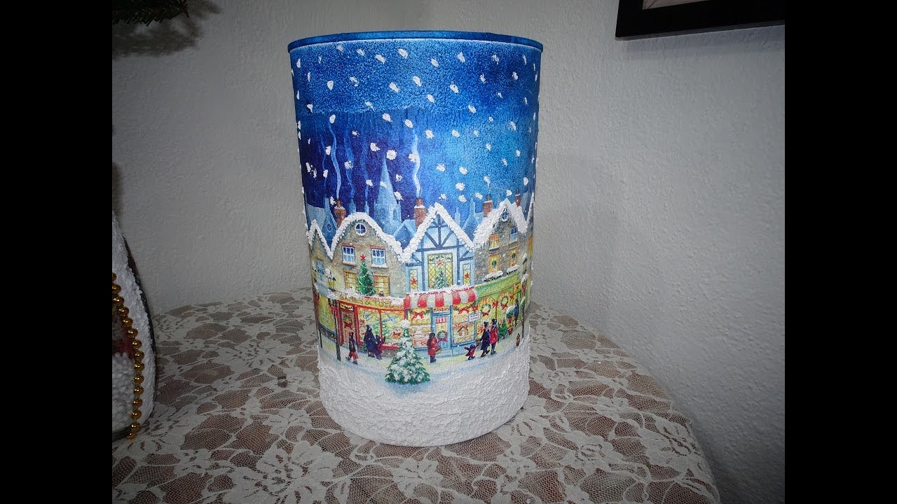 Reciclado de lata con decoupage navideño