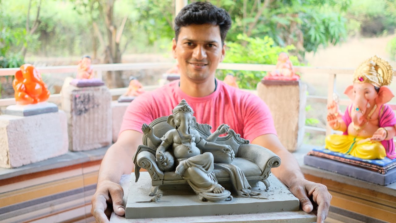 Ganesh idol making – How To Make Ganesh Murti at Home With Clay