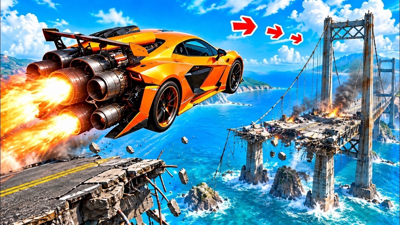 BIGGEST GTA 5 CARS Test On A BROKEN BRIDGE