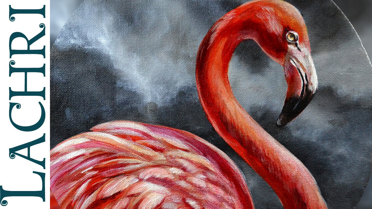 Flamingo acrylic painting - Time Lapse Demo by Lachri